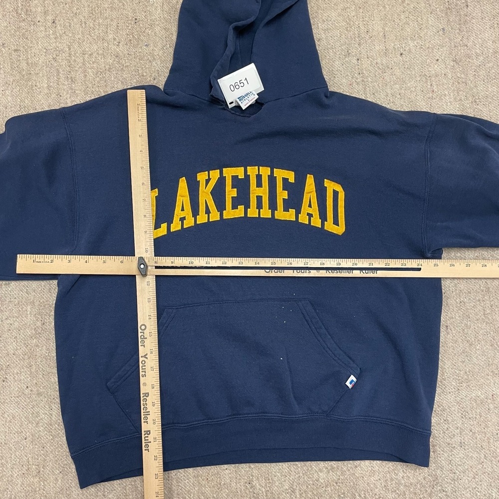vintage lakehead university hoodie men large blue 2000s y2k‎ Toronto Russel - Picture 7 of 9